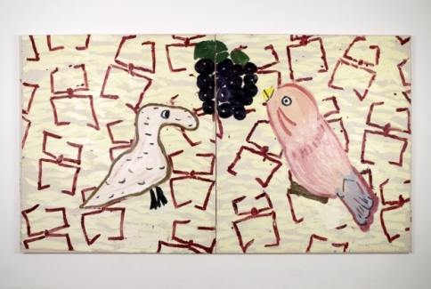 Rose Wylie, 'Tucan, Tin Bird and Spiders'